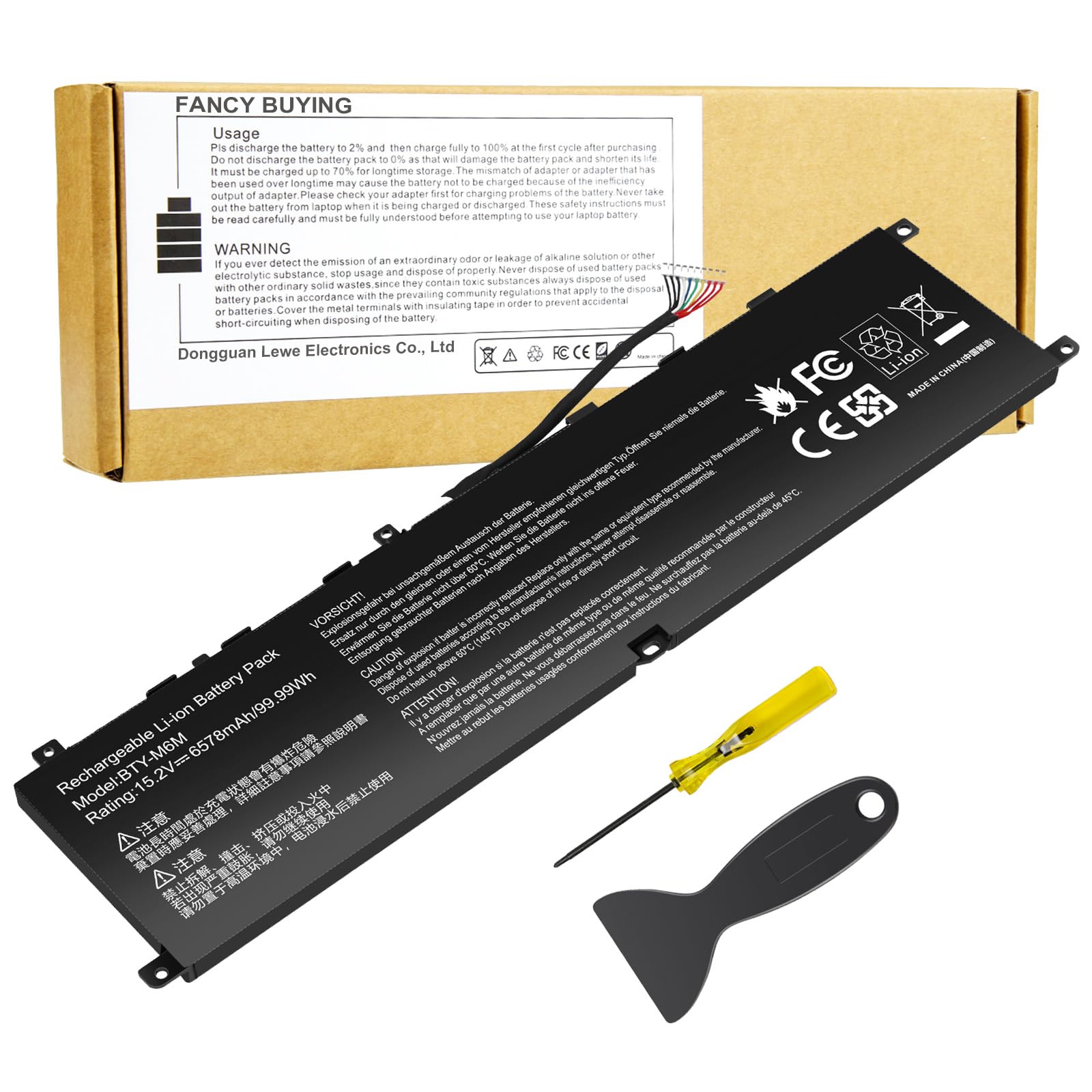 MSI GS66 Stealth 10UG バッテリー Amazon.com: 99.99Wh BTY-M6M Laptop Battery Replacement for MSI