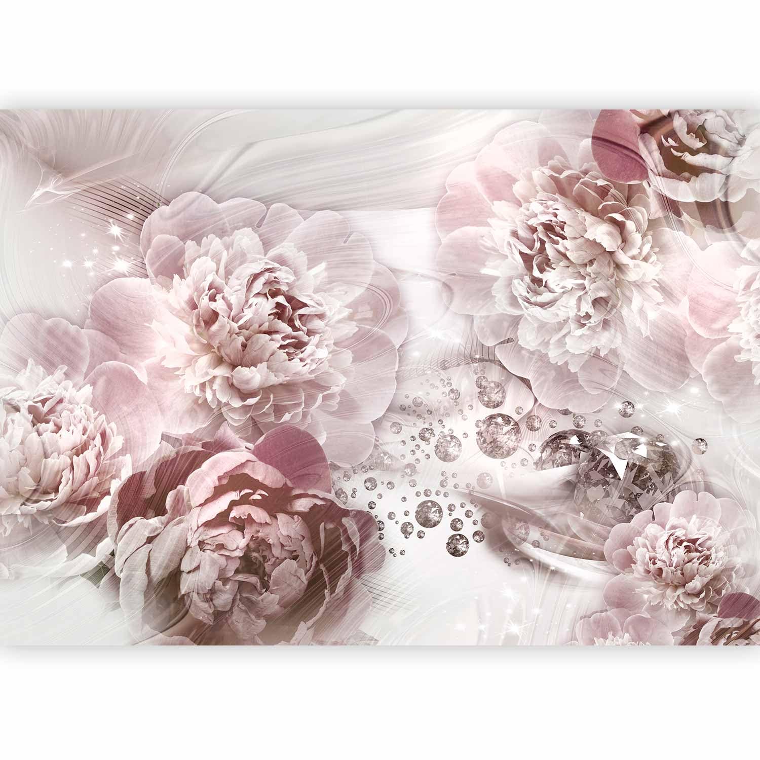 murando Photo Wallpaper Flower 441x315 cm / 173.6 x 124 inches Peel and Stick Self-Adhesive Foil Print Wall Mural Wall Peony Diamond Abstract Illusion Bokeh b-C-0796-a-a — image 1