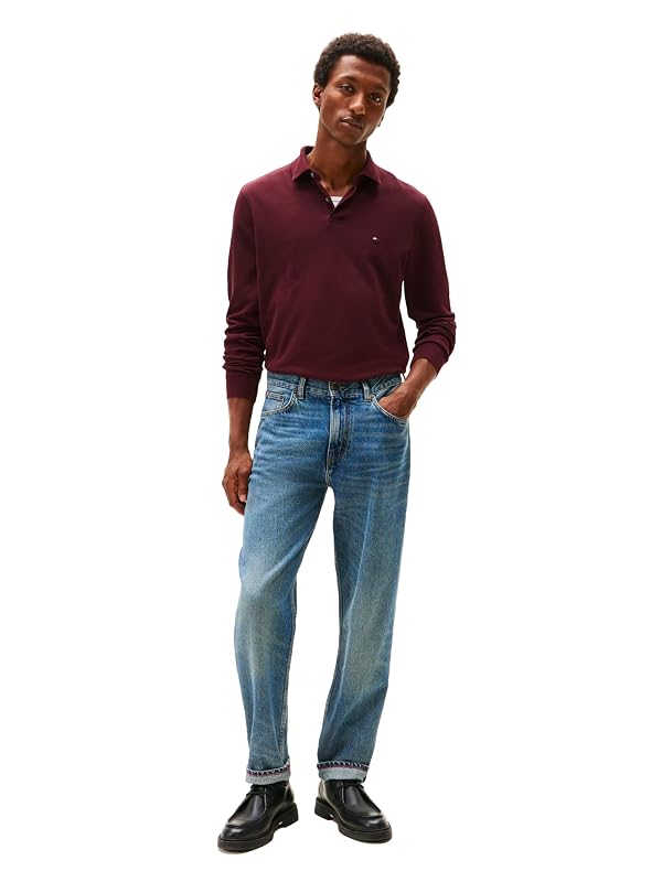 Tommy Hilfiger Men's 1985 Regular Long Sleeve Polo, DEEP Burgundy Small by Tommy Hilfiger - Used condition - Image 3