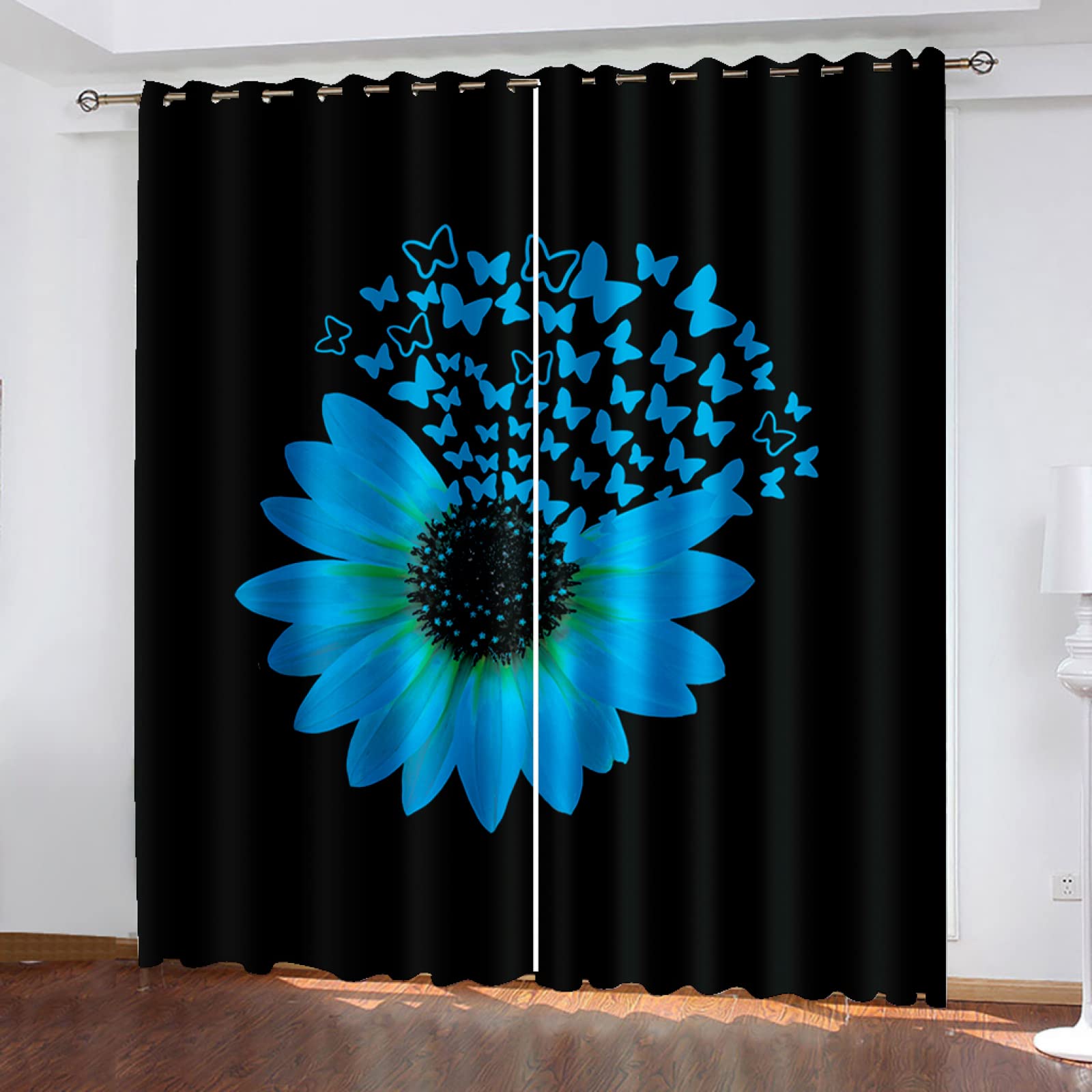 Vorhang Blickdicht Verdunklungsvorhänge Gardienen 2-SetBlume 150x166cm