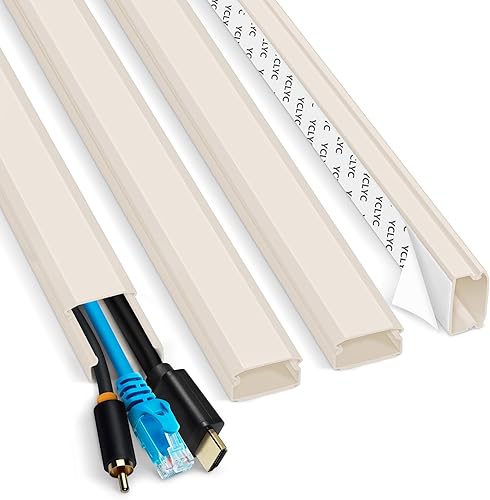Cubierta de cable de 62.8 pulgadas, cubierta de alambre beige para pared, kit de pared para cubrir cables pintables, ocultadores de cables para TV