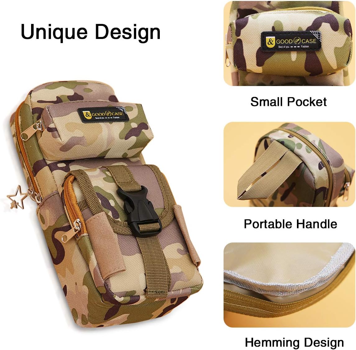 PORRASSO Large Pencil Case Waterproof Pen Bag Holder Camouflage Creative Stationery Pouch Portable Organizer Multiple Pockets Vertical Student Boys School - Image 4