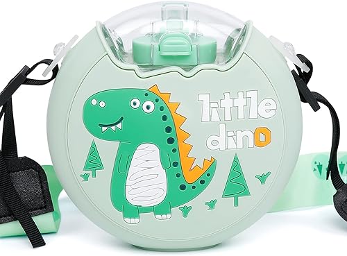 Botella de agua de dona de 13 onzas con popote para niños, sin BPA y a prueba de fugas, botella deportiva para niños pequeños, botella de bebida con