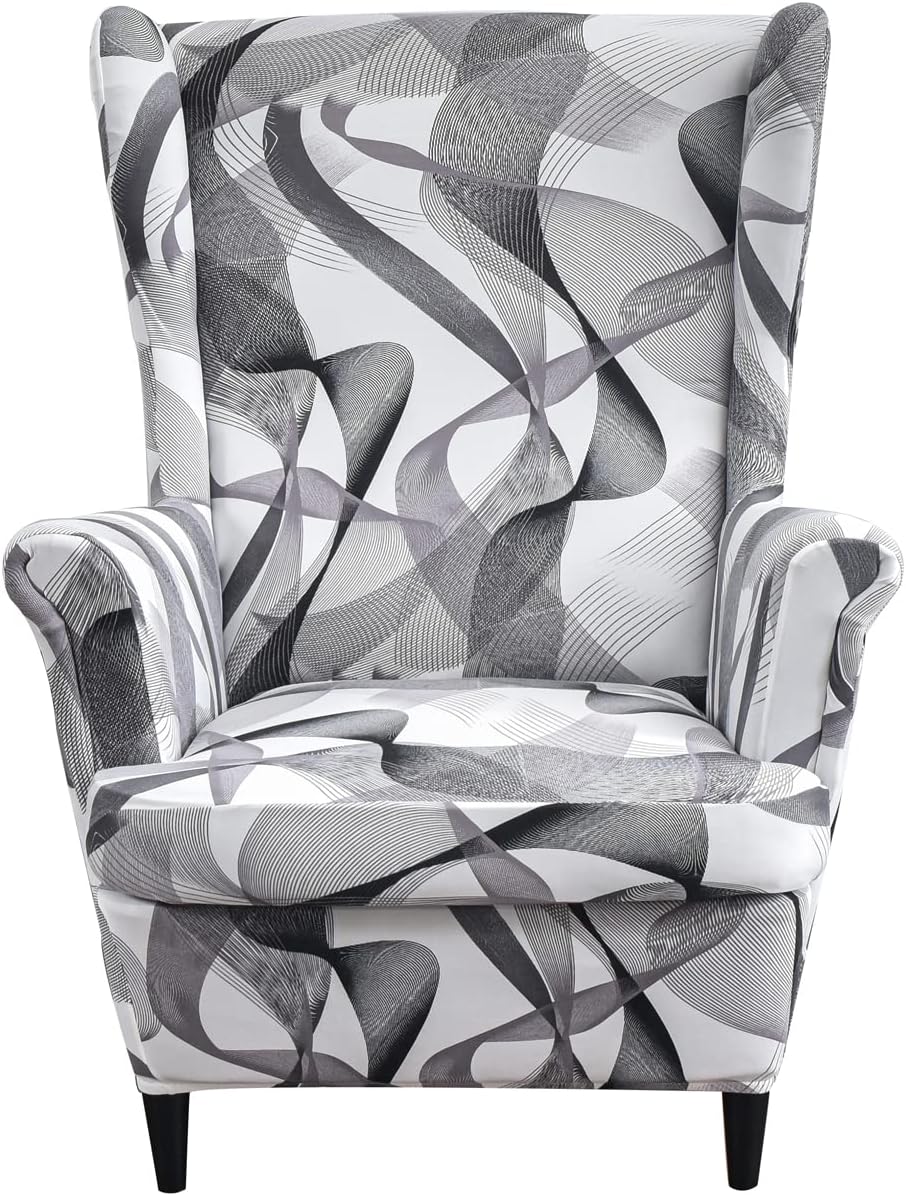 2 Piece Wingback Chair Slipcovers Stretch Wing Chair Covers Spandex Slipcovers Wingback Sofa Covers Armchair Covers Furniture Protector for Living Room Wingback Chair