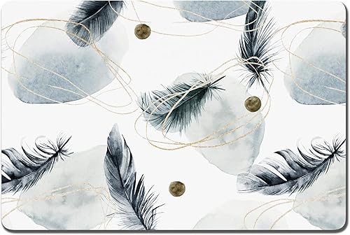 Miniatura 19 de Rnivvi Tapete de comida para perros, 12" x 19" pulgadas, tapete absorbente con diseño de flores para tazones de perros y gatos para comida y agua