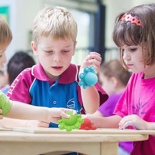 Miniatura 3 de Paquete de 2 juguetes sensoriales para ansiedad de pulpo, para aliviar la ansiedad, encantadores llaveros para niños y adultos, juguetes de baño