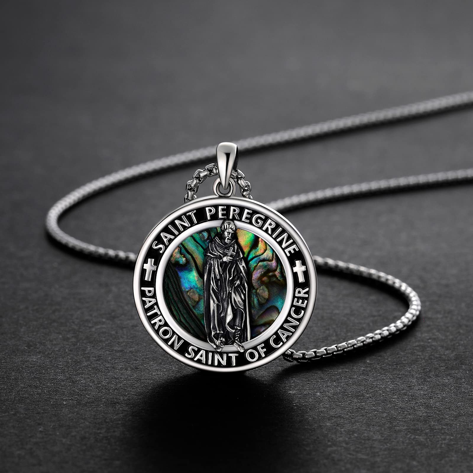 JUSTKIDSTOY 925 Sterling Silver St Michael/St Peregrine/Virgin Mary/St Francis/St Anthony/St Joseph/Baphomet Necklace for Men Women Amulet Religious Saint Medal Jewelry Gifts