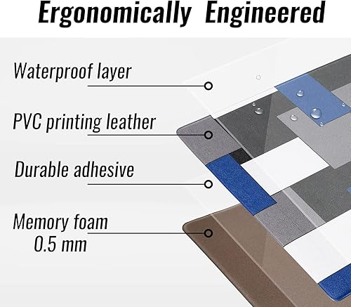 Miniatura 7 de Juego de 2 alfombras y tapetes de cocina negros, blancos, rojos y grises, arte geométrico abstracto, acolchadas, arte abstracto y moderno, tapetes
