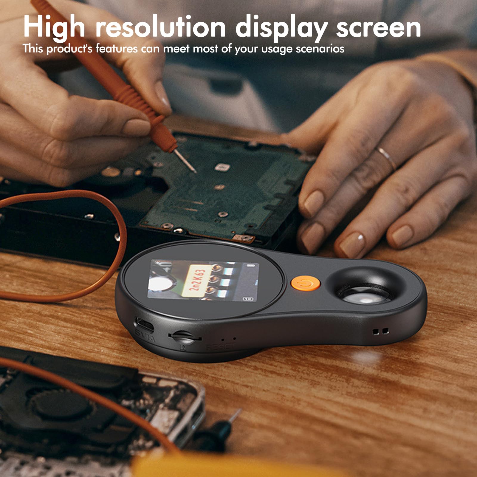 Microscopio digital recargable 500X: microscopio de mano con pantalla IPS de 2,0 pulgadas | Microscopio de bolsillo para niños/análisis de PC | 8 lupa LED para exteriores/interior detección