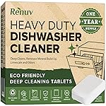 Heavy Duty Dishwasher Cleaner and Deodorizer Tablets, Descaler, Deep Cleaning, Natural Odor and Smell Remover, Calcium, Limescale, Hard Water Marks, Grease, Septic Safe Pods (12 Tabs - 1 Yr Supply)