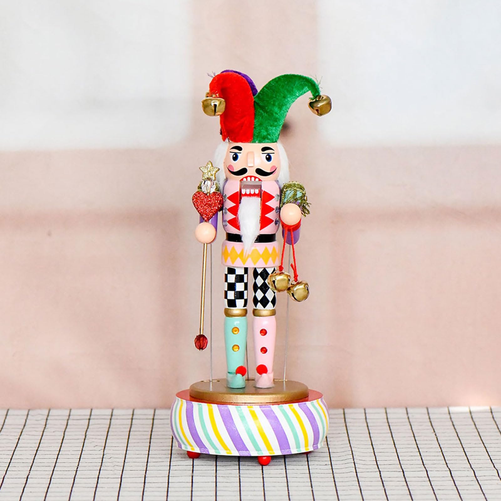 Artis Craft Hölzerne Clown-Nussknacker-Figur, Spieluhr, Musik-Ornament für Feiertage, saisonale Atmosphäre, Raumdekoration, musikalische Nussknacker