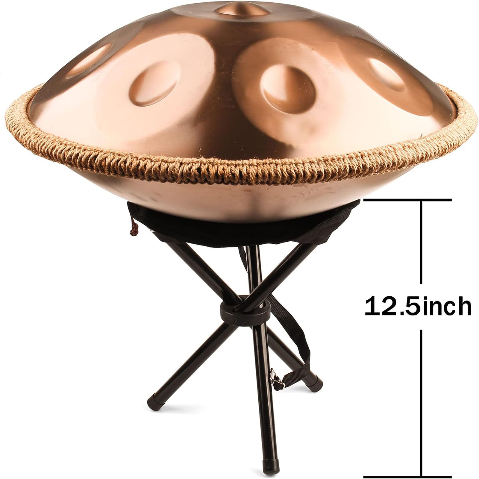 Handpan D Kurd 9 Noten, Stahl Handpan Instrument Komplett-Set mit Tasche, Ständer, Schlägel, Sitz und Zubehör, Handpan für Anfänger & Profis, Ideal für Meditation, Musiktherapie und Freizeit