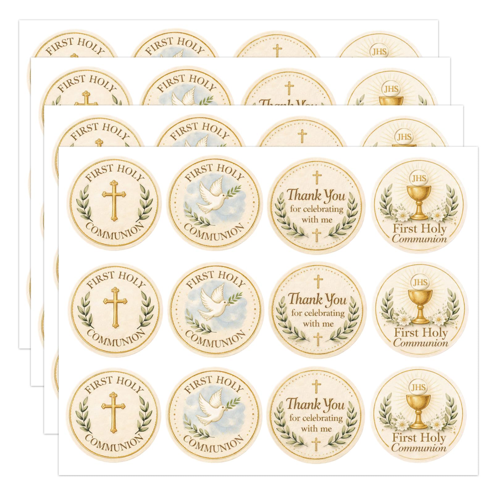 Czdtq Colorful First Holy Communion Stickers, First Holy Communion Stickers Perfect, Communion Party Favours For Confirmation Party Bags, Sweet Cones, Personalised Cookie Stamp