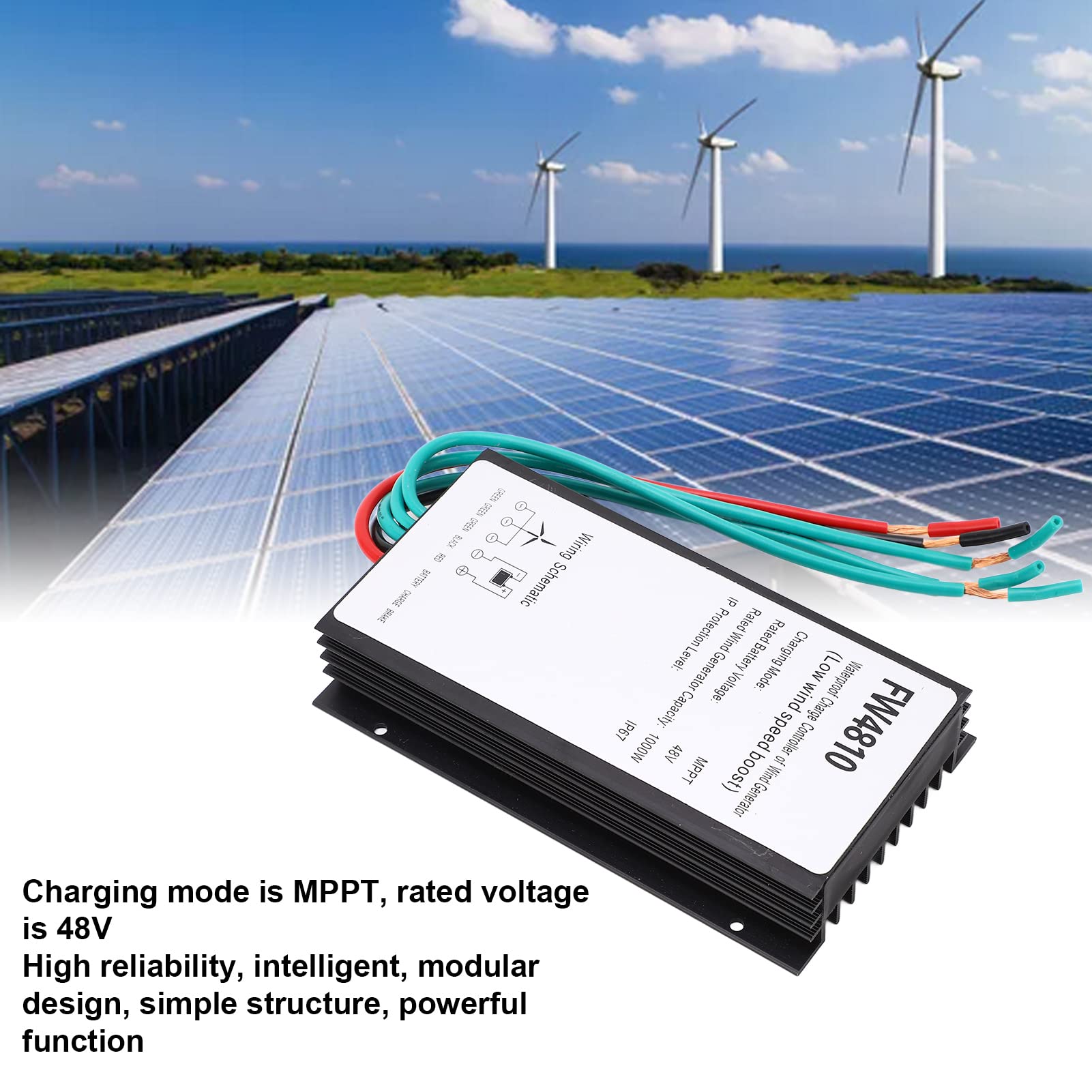 BuyWeek Controlador de Carga de Turbina Eólica Controlador de Generador, 1000W 48V MPPT IP67 Impermeable