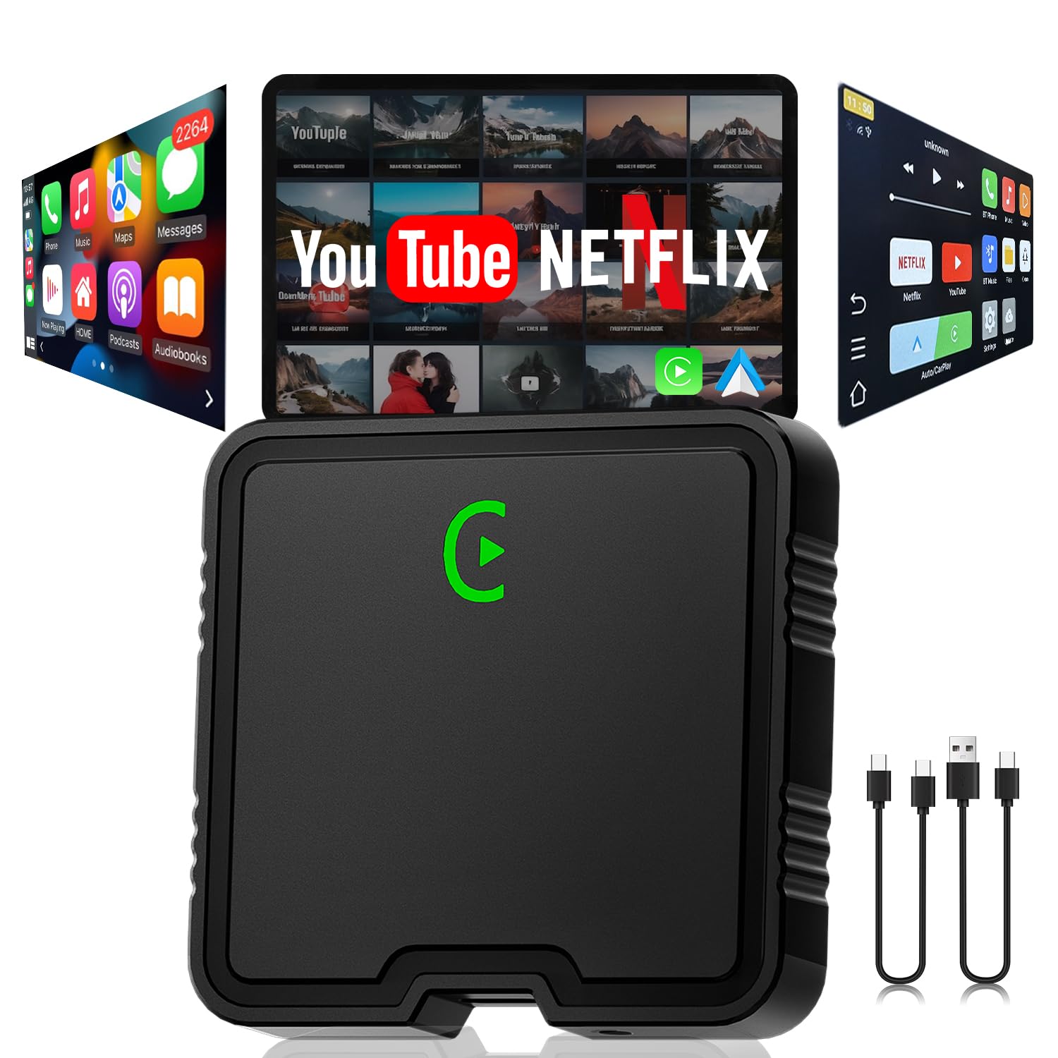 Photo 1 of Crazygol Wireless CarPlay Adapter, Car Play Adapter with Netflix/YouTube/TF Card Plug & Play Dongle Support, Ai Box USB Dongle for Android Auto from 2015&iPhone iOS10+