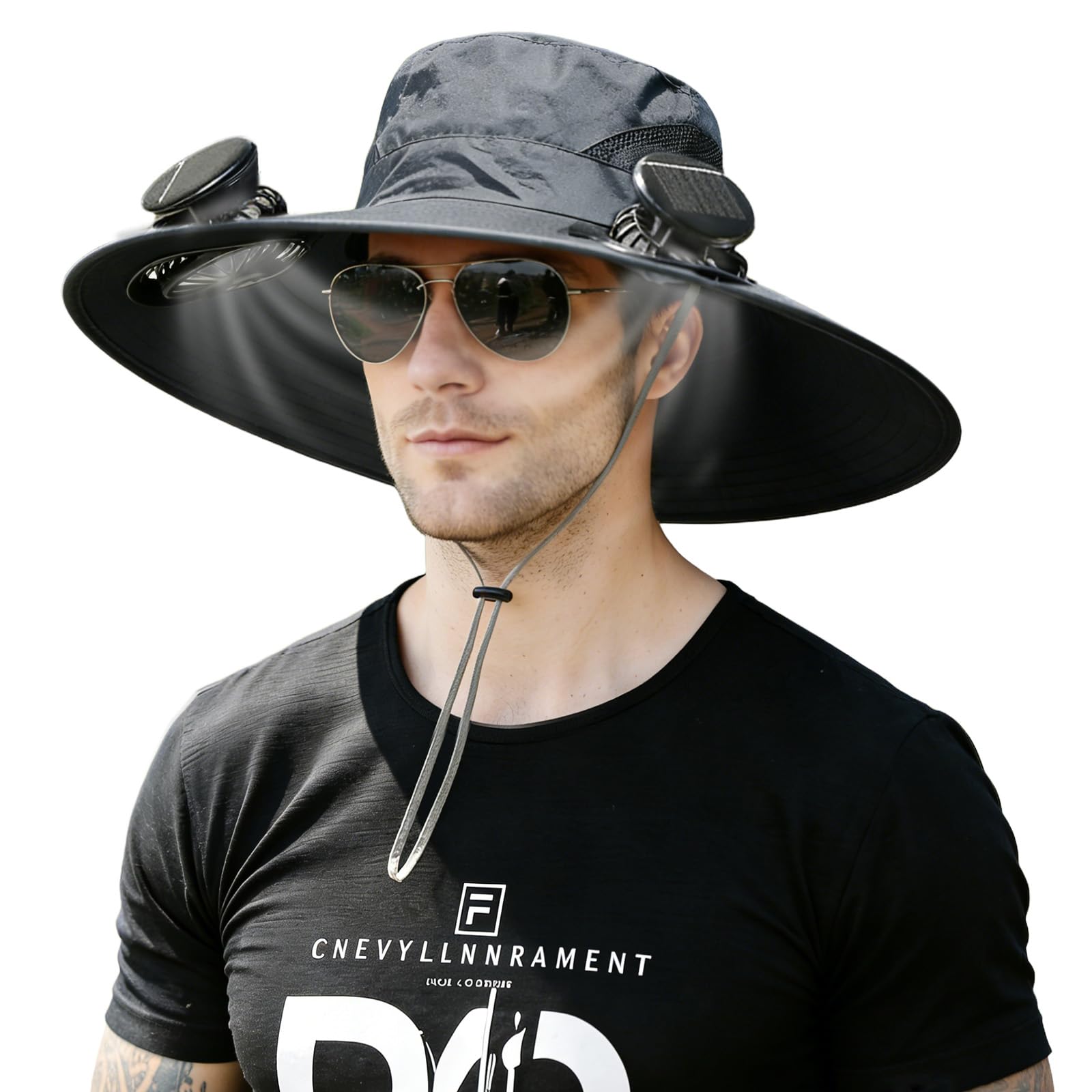 Cappello Ventilatore, Cappello con Ventilatore Solare,Dotato di 2 Ventole a Energia Solare e 3 velocità, è Adatto per La Pesca, Le Escursioni e i Lavori All'Aperto
