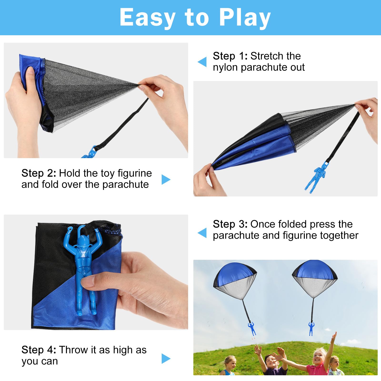 25 piezas de juguete de paracaídas para niños y niñas, juguete de lanzamiento de paracaídas para hombres, pequeños juguetes voladores al aire libre para patio trasero, campamento, fiesta, 6