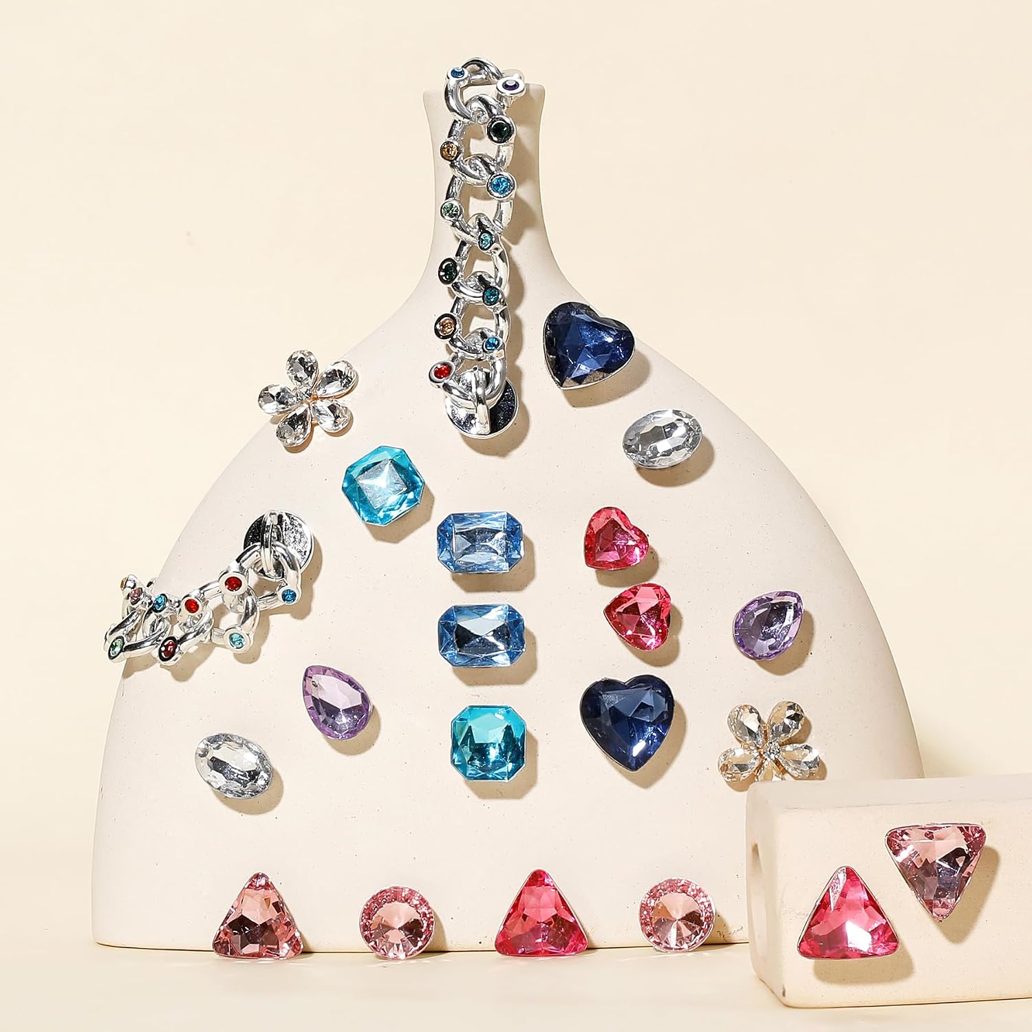 Bling Shoe Charms for Women, 22Pcs Plastic Sparkling Gems Rhinestones Shoe Decoration Charms, Girly Shoe Chains for Sandals, DIY Shoe Accessories for Party Favor image 2