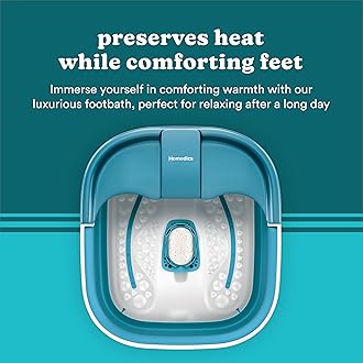 Homedics Smart Space Bubble Mate Collapsible Foot Spa, Heat-Maintaining, Bubble Massage with Pumice Stone and Splash Guard