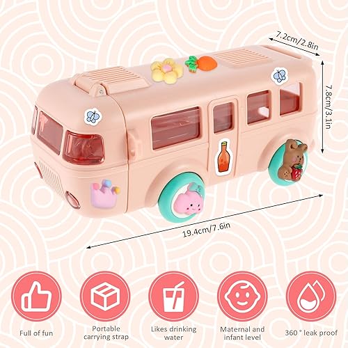 Miniatura 4 de HOTBEST Vaso de agua con popote para automóvil, botella de agua de autobús de 16 onzas con correa para el hombro, a prueba de fugas para niños, vaso