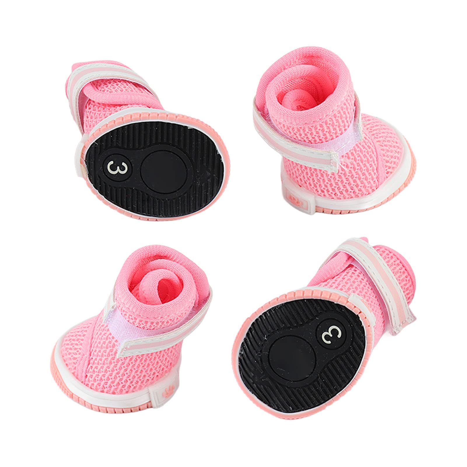 Mesh Dog Shoes Breathable Lightweight Wearproof Slip Resistant Cute Fashion Puppy Boots for Small Medium Dogs Summer Outdoor Walking Pink Size 4.5x3.4cm Pack of 4