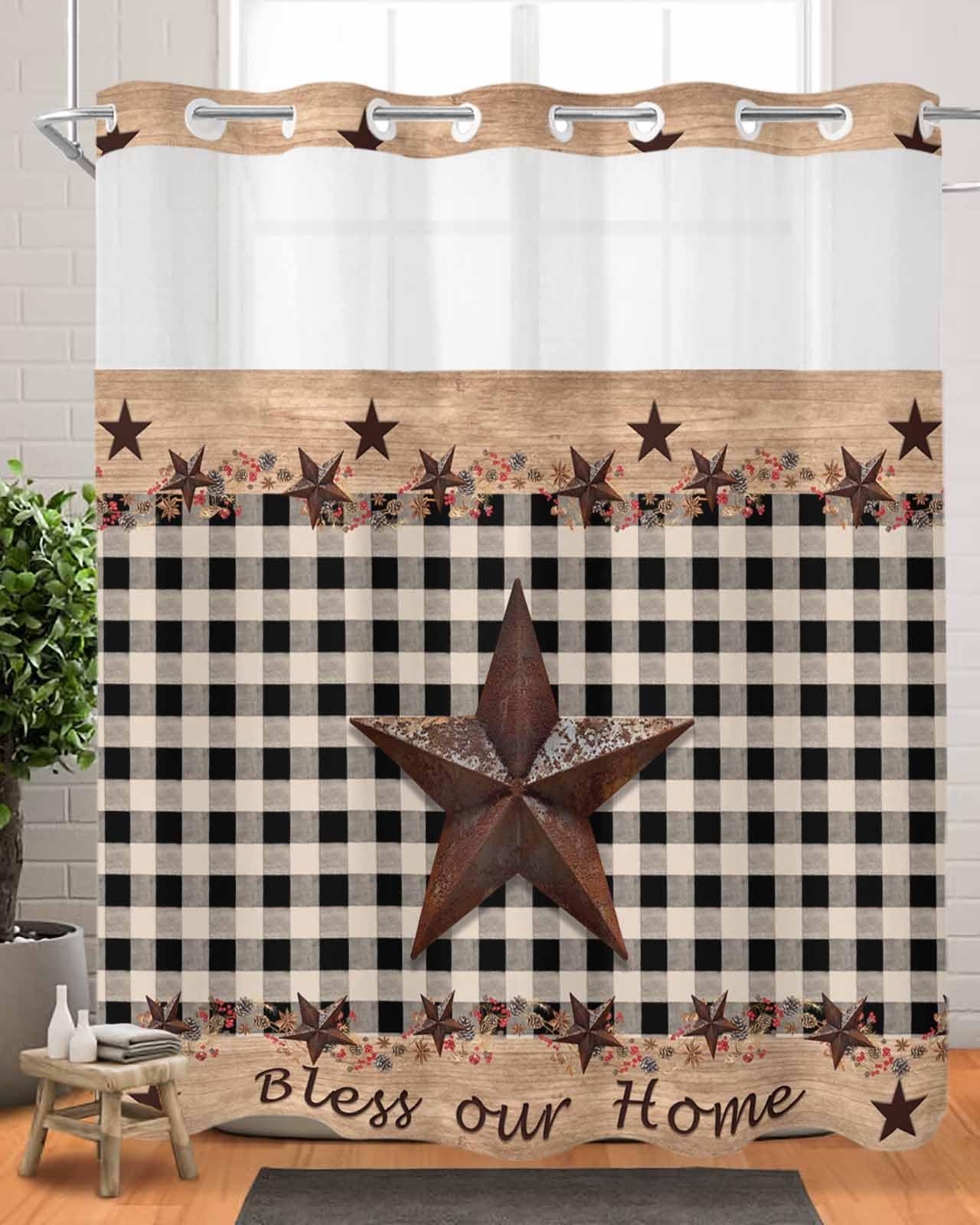 No Hook Shower Curtain With Liner No-Hook Shower Curtain Set – Texas ...