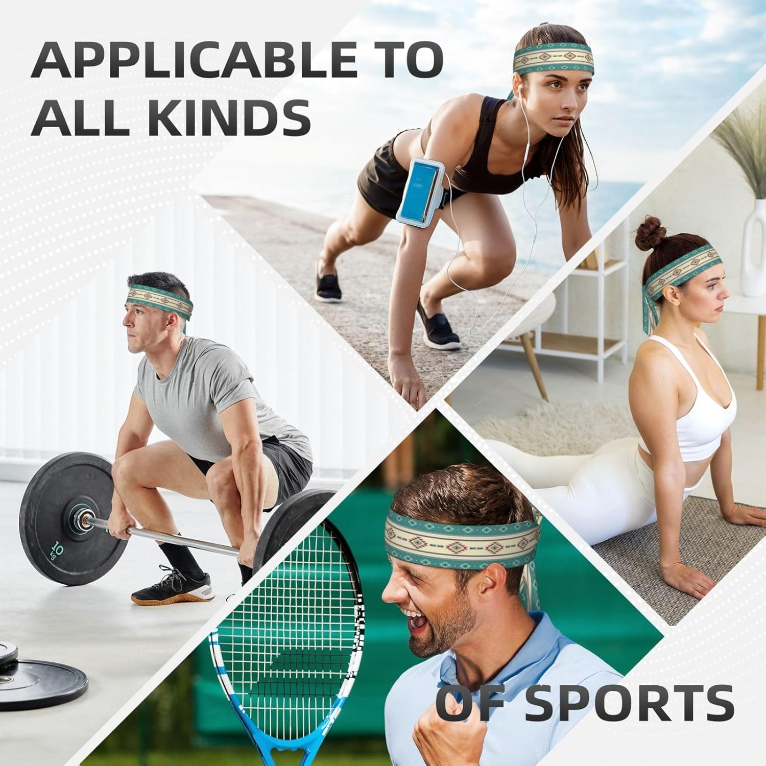 Native Indian Western Tribal Tie Headband, Breathable Sweatband, Non-slip Fabric Sweatband for Soccer, Tennis, Workout, Costumes & Cosplay - Image 8