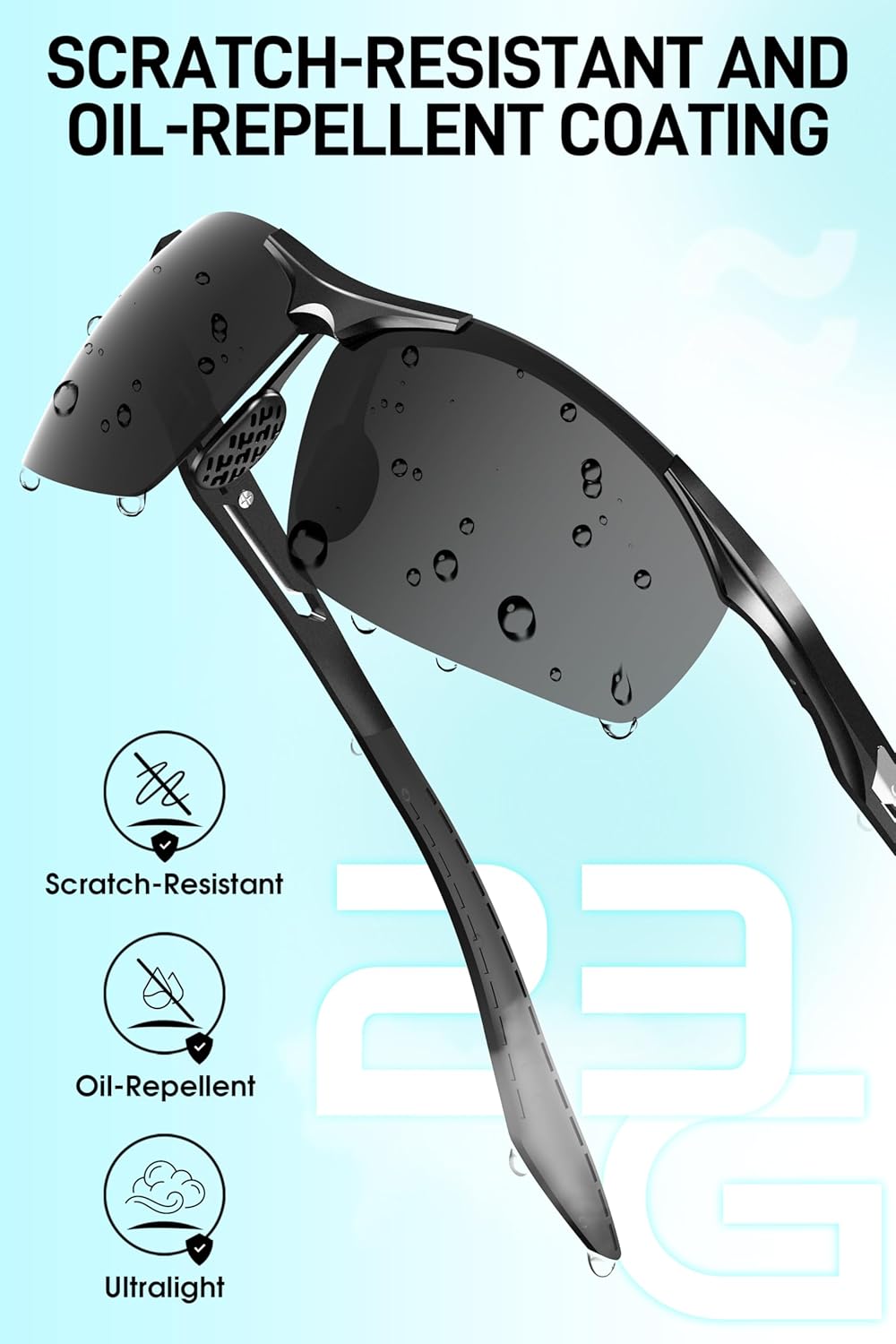 SIPLION Polarized Sunglasses Men Sports: Ultra Light Al-Mg Metal Frame UV Protection Ideal For Driving Fishing Running Golf