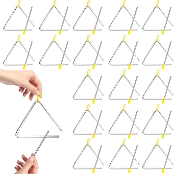 20 Pcs 6 Inch Triangle Instrument with Striker, Steel | Percussion Instrument, Hand Musical Triangle, for Adults