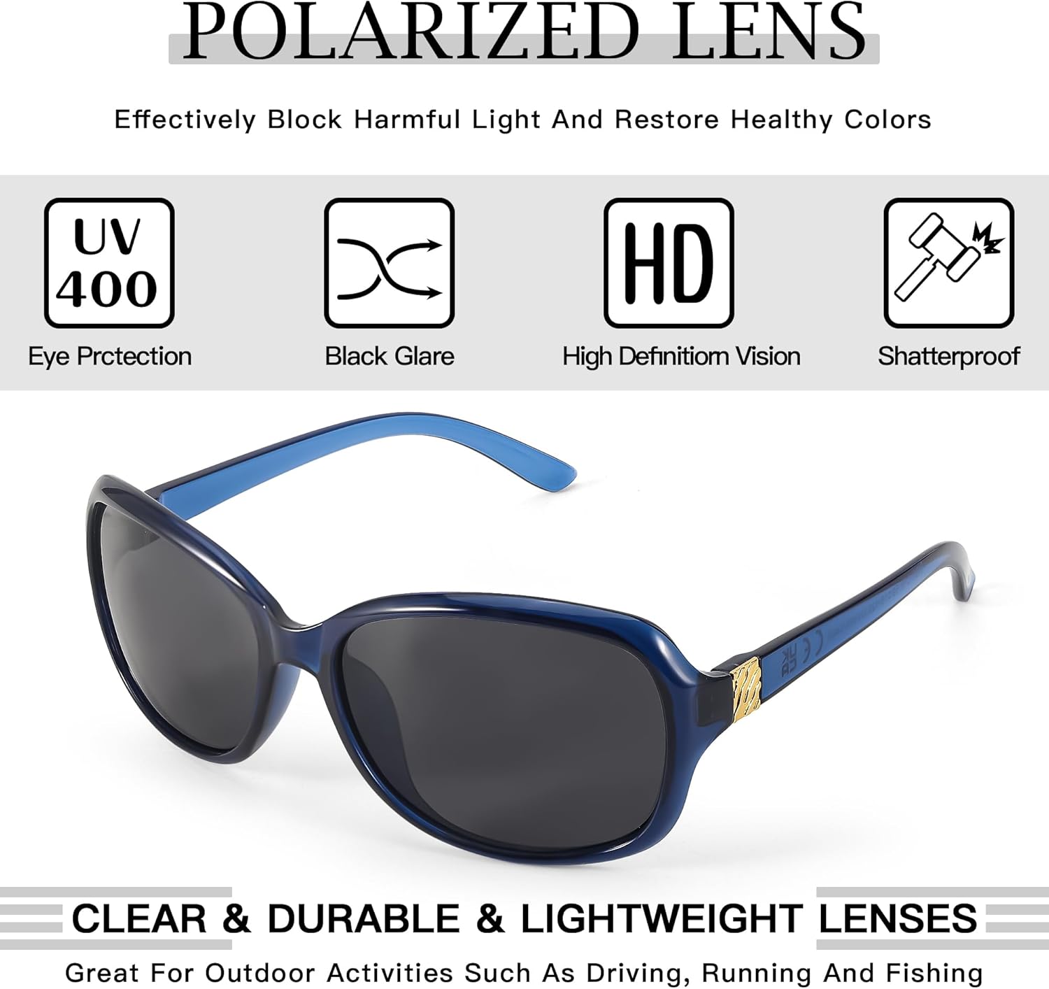 SIPHEW Polarized Sunglasses for Women | Vintage Square Sunglasses w UV400 Protection | Womens Wraparound Shade - Image 7