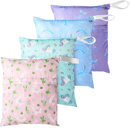 Miniatura 7 de Frienda Bolsa de pañales para bebé, impermeable, reutilizable, lavable, sellada con asa para viajes, playa, traje de baño, pañales, ropa sucia de