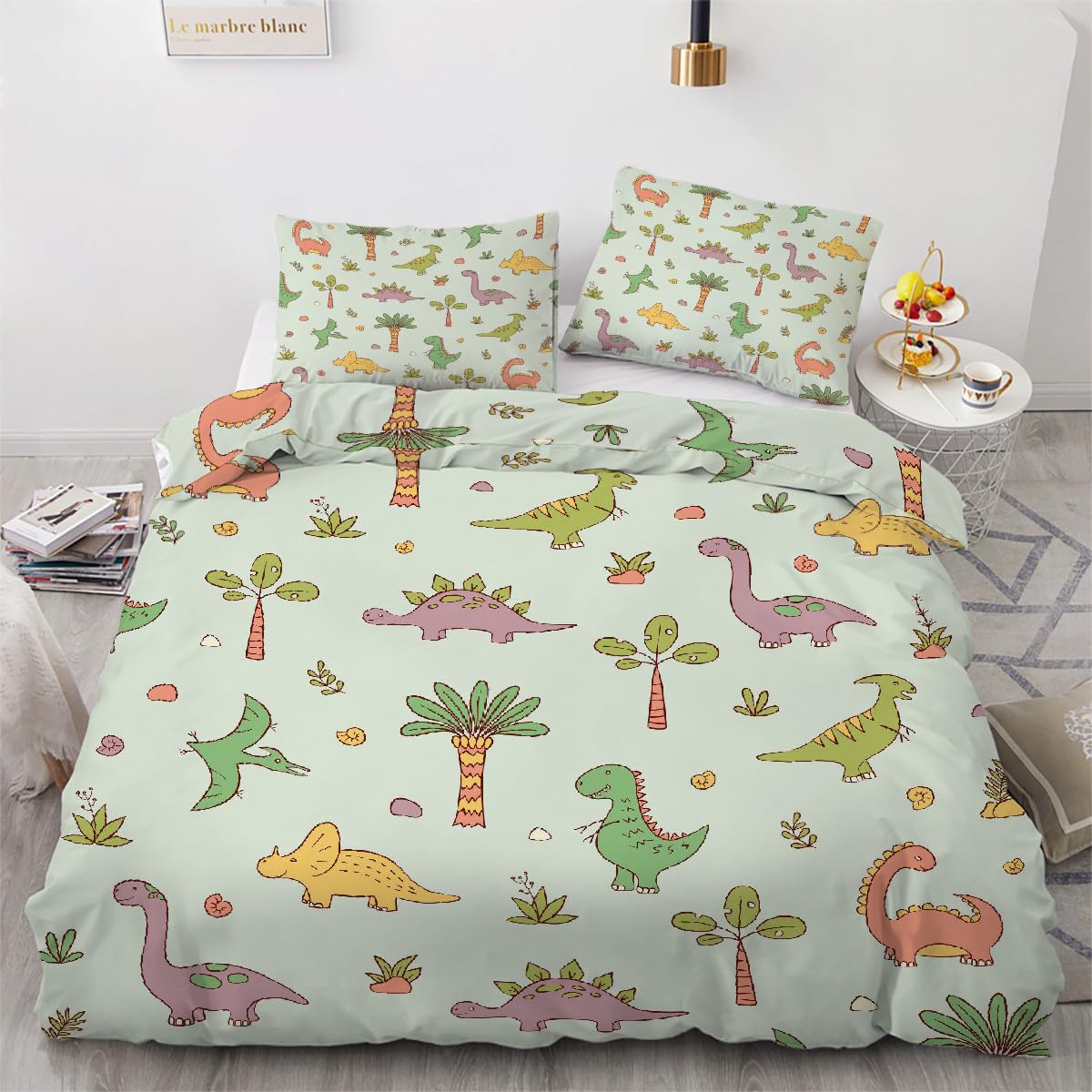 Housse couette 140x200 dinosaure réversible en textile ultra doux