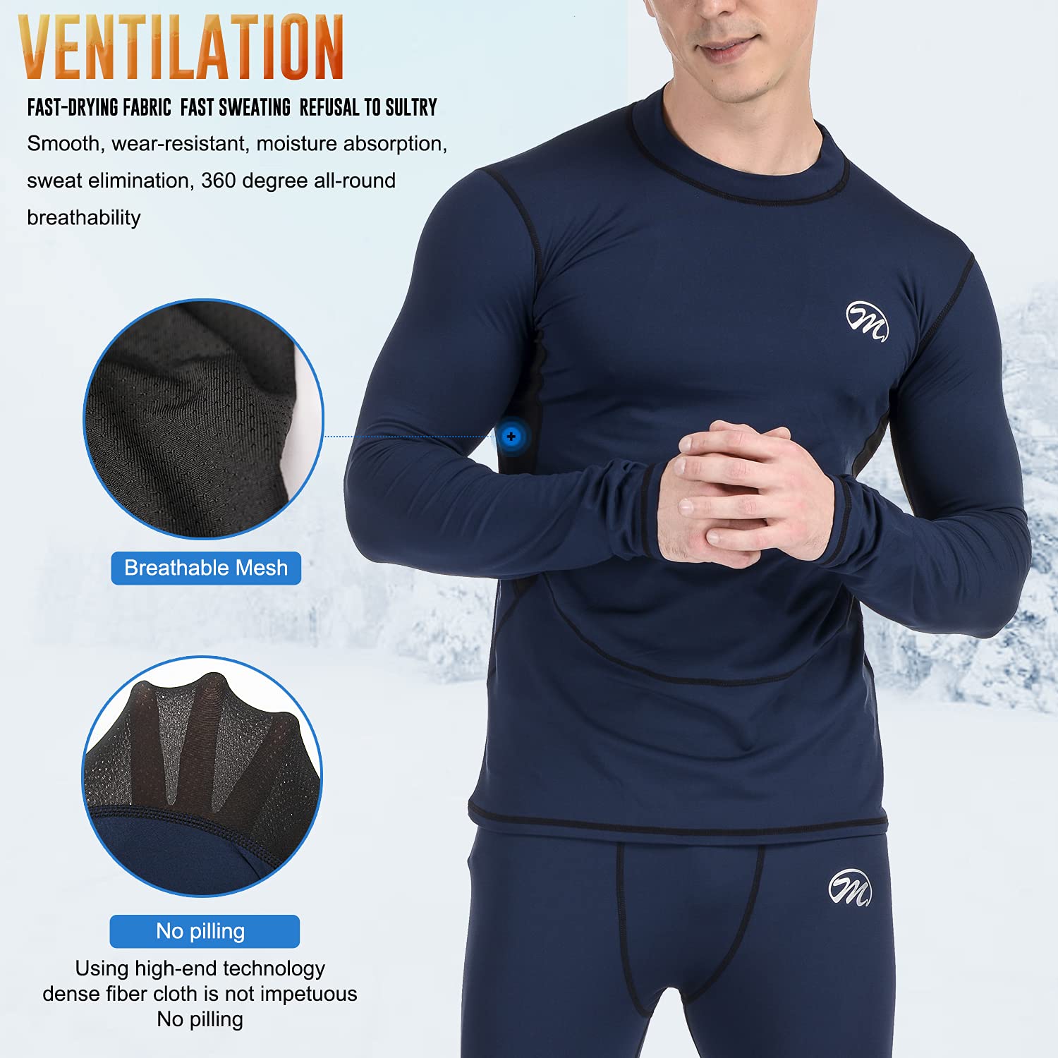 MeetHoo Biancheria Intima Termica Uomo, Biancheria Funzionale Uomo Quick Dry Maglia Termica Invernali da Sport Compression Baselayer per Corsa Ciclismo Calcio