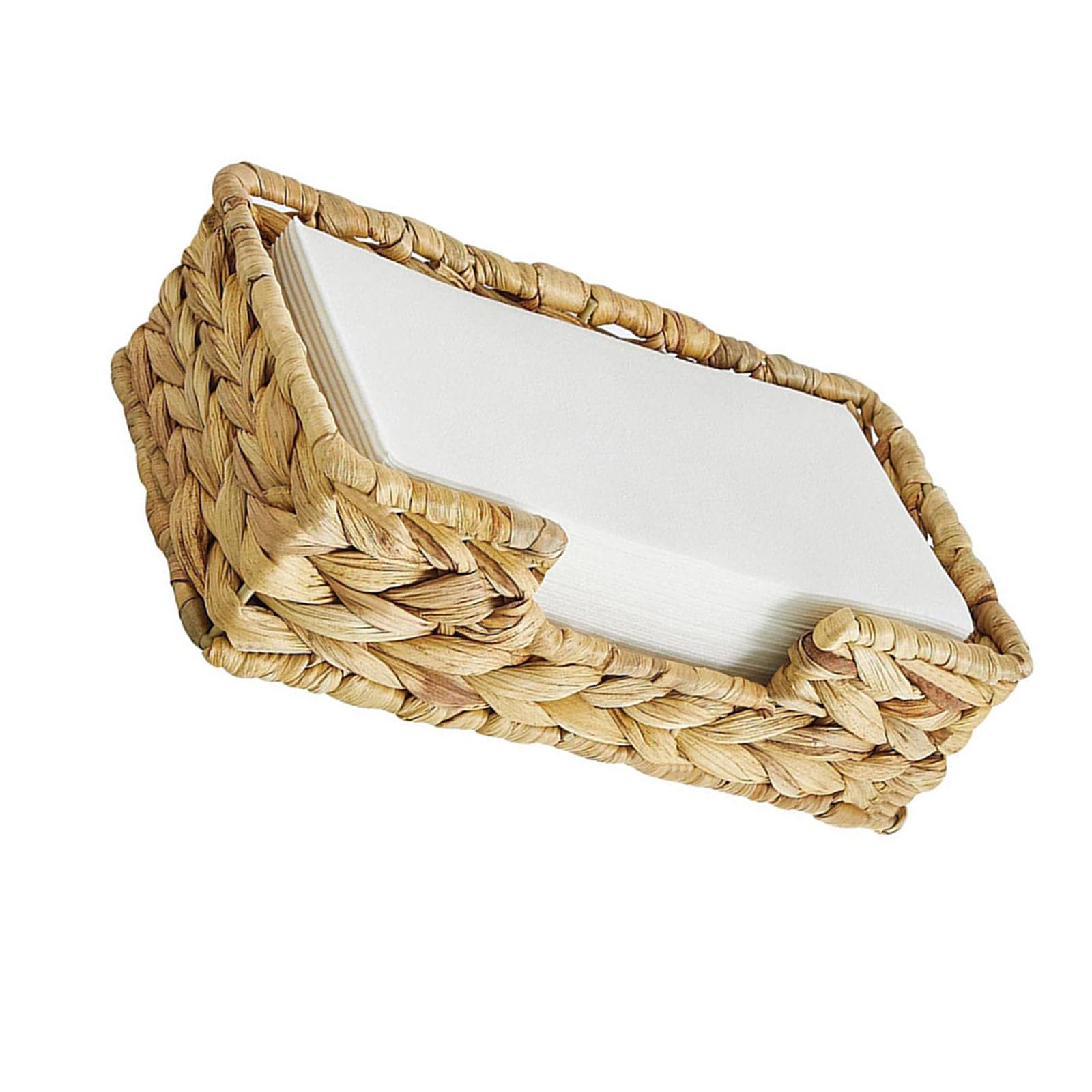 Obotsnoi Water Hyacinth Table Napkin Organizers Natural Wicker Storage Basket for Kitchen Bathroom Living Room Decors Napkin Basket Kitchen