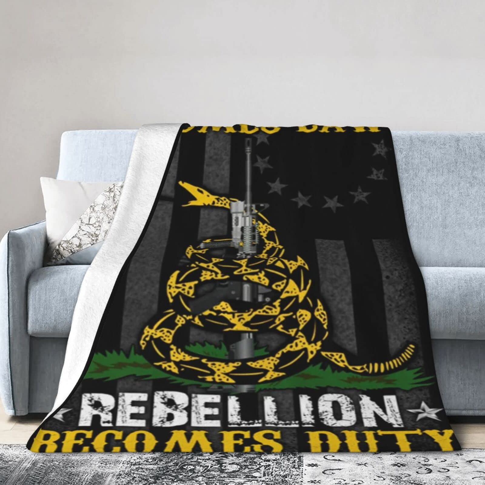 Lsjuee Christmas Flannel Fleece Blanket 80"X60" Gadsden When Tyranny Becomes Law, Rebellion Becomes Duty Bed Throw Blanket Quality Ultra-Soft Travel Winter Blankets for Womens Keep Warm