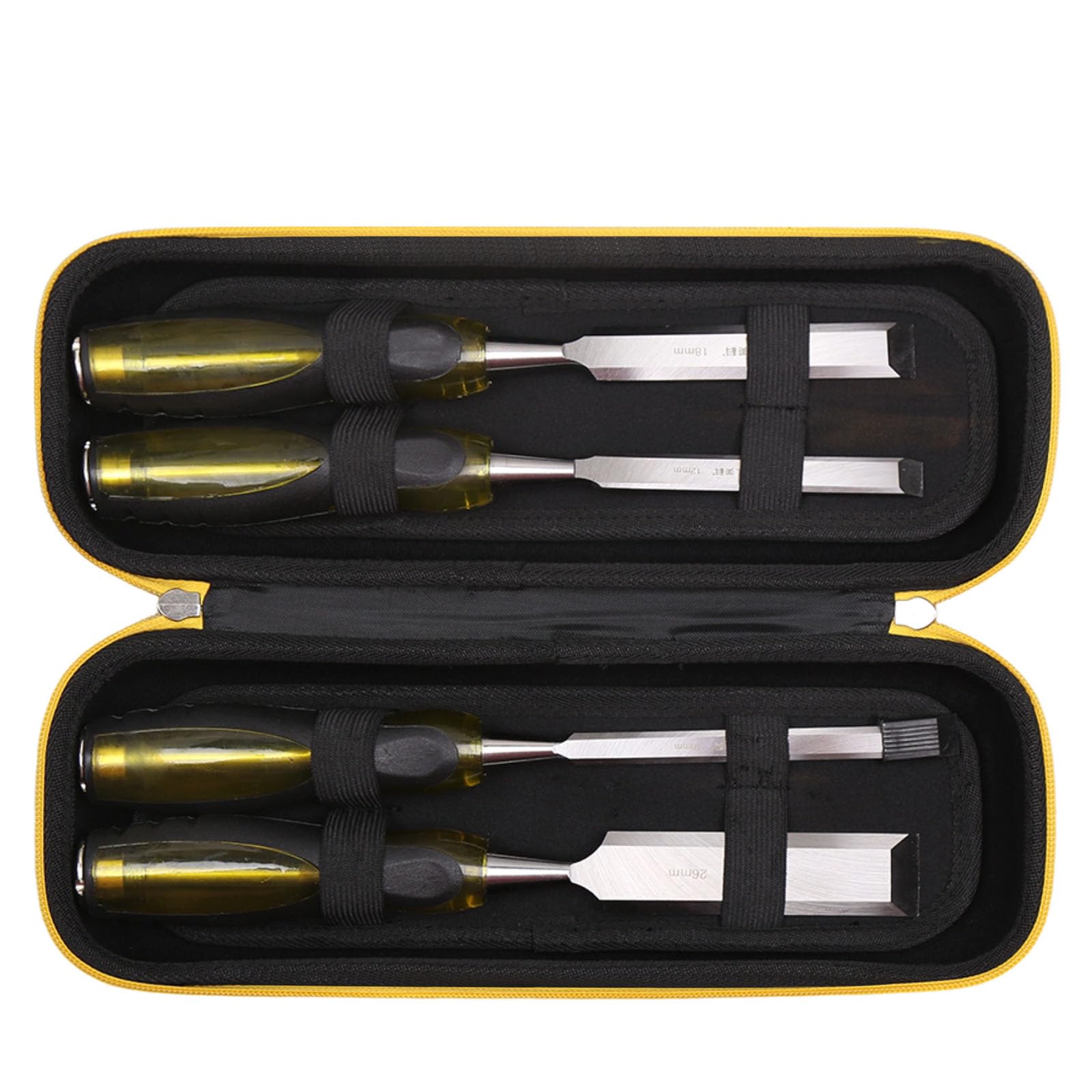 Hard Storage Case for HURRICANE/MECHEER/WFOEJEJ/WORKPRO/Milwaukee Wood Chisel Set - Travel Box Suitable for 4/8 Piece&Complete Sets of Chisels(Box for Sale) (Black & Yellow, S (4 PCS))