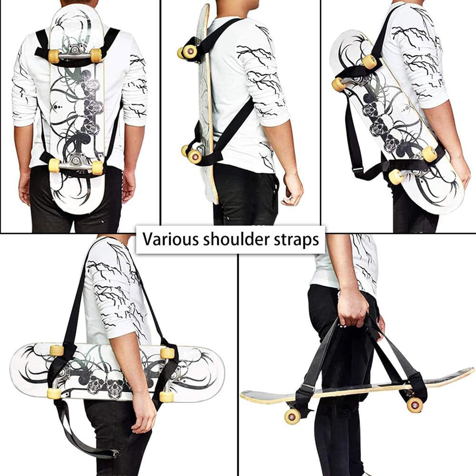 Correa de Transporte Mochila Ajustable para Snowboard Longboard Monopatín Equipo