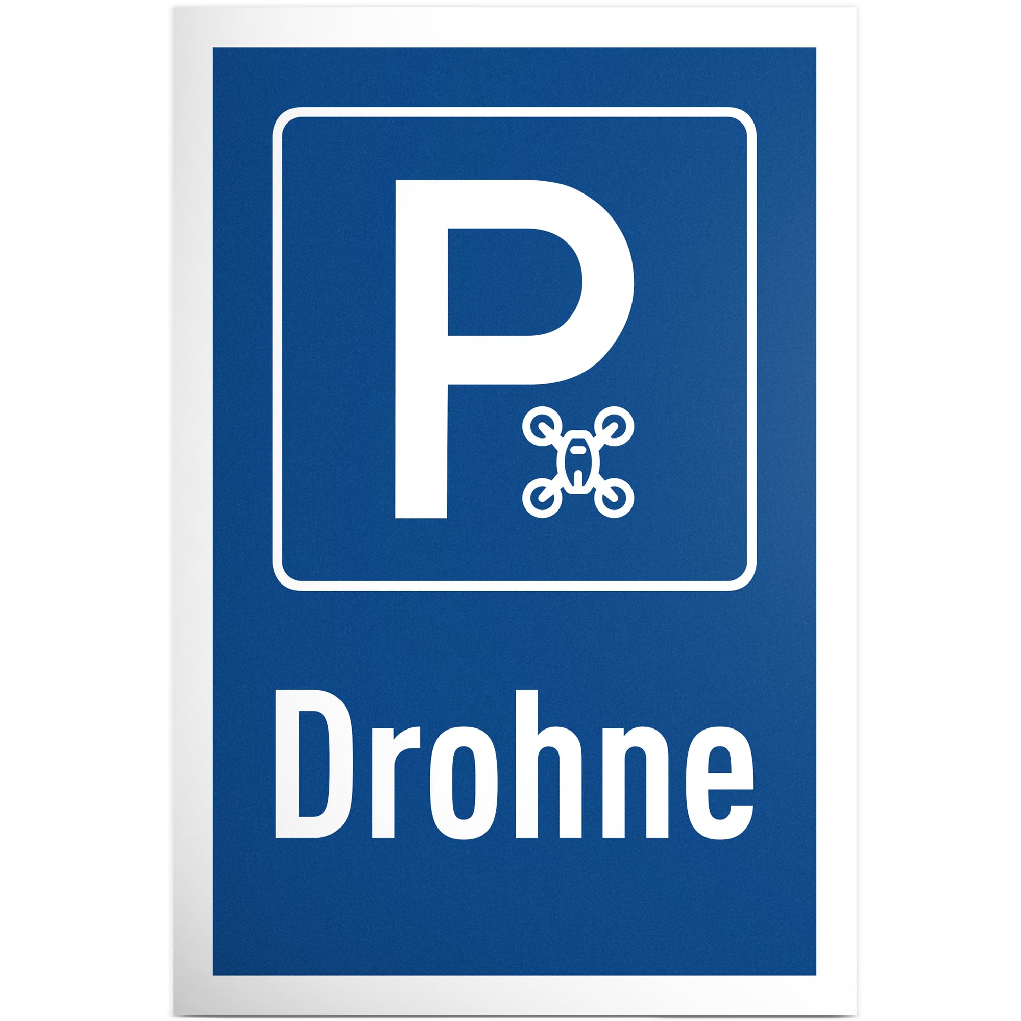 DankeDir! Parkplatz Drohne - 30 x 20 cm Schild Kunststoff - Lustiges Hinweisschild für Drohnenbesitzer - Geschenkidee für Technikfans - Wetterfeste Deko für Garten und Haus