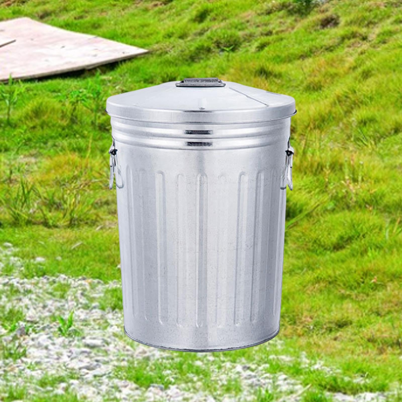 Cubo de Basura Metálico para Exteriores de 8 litros con Tapa Hermética, Contenedor de Compost, Resistente Y Rústico para Residuos.