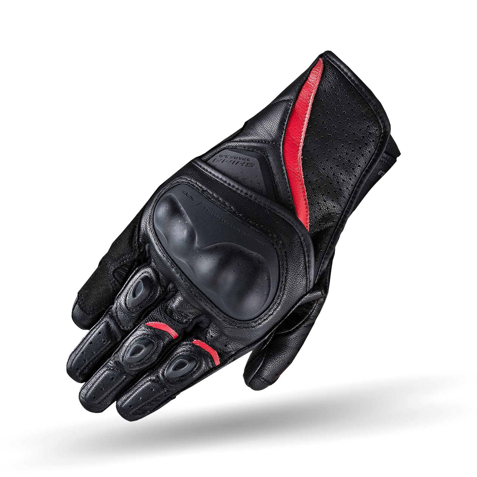 SHIMA SPARK 2.0 Motorradhandschuhe Herren | Touchscreen, Sommer, Sport Leder Handschuhe mit TPU Knöchelprotektor, Handflächen- und Fingerschieber, Verstärkte Handfläche (Rot, XXL)