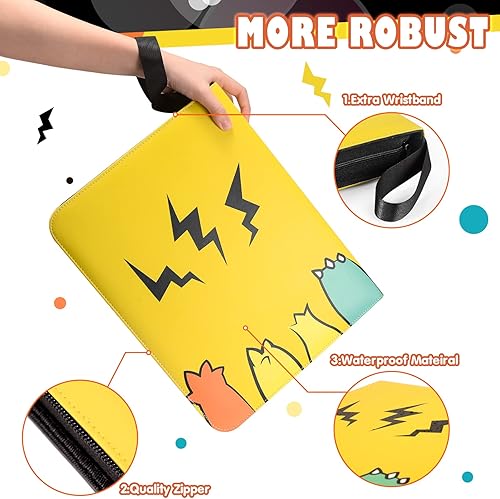 Miniatura 2 de Card Binder for Cards with Sleeves 9-Pocket 900 Cards Card Binder Holder Book Compatible Collection Gifts for Boys GirlsYellow