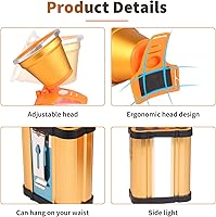 Vista 6 de Linterna de cabeza LED recargable súper brillante – Linterna de cabeza portátil impermeable de alta potencia, 3 modos de iluminación ajustables