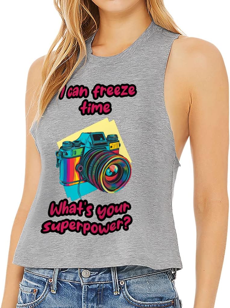 I Can Freeze Time Racerback Cropped Tank - Colorful Women's Tank - Beautiful Tank Top