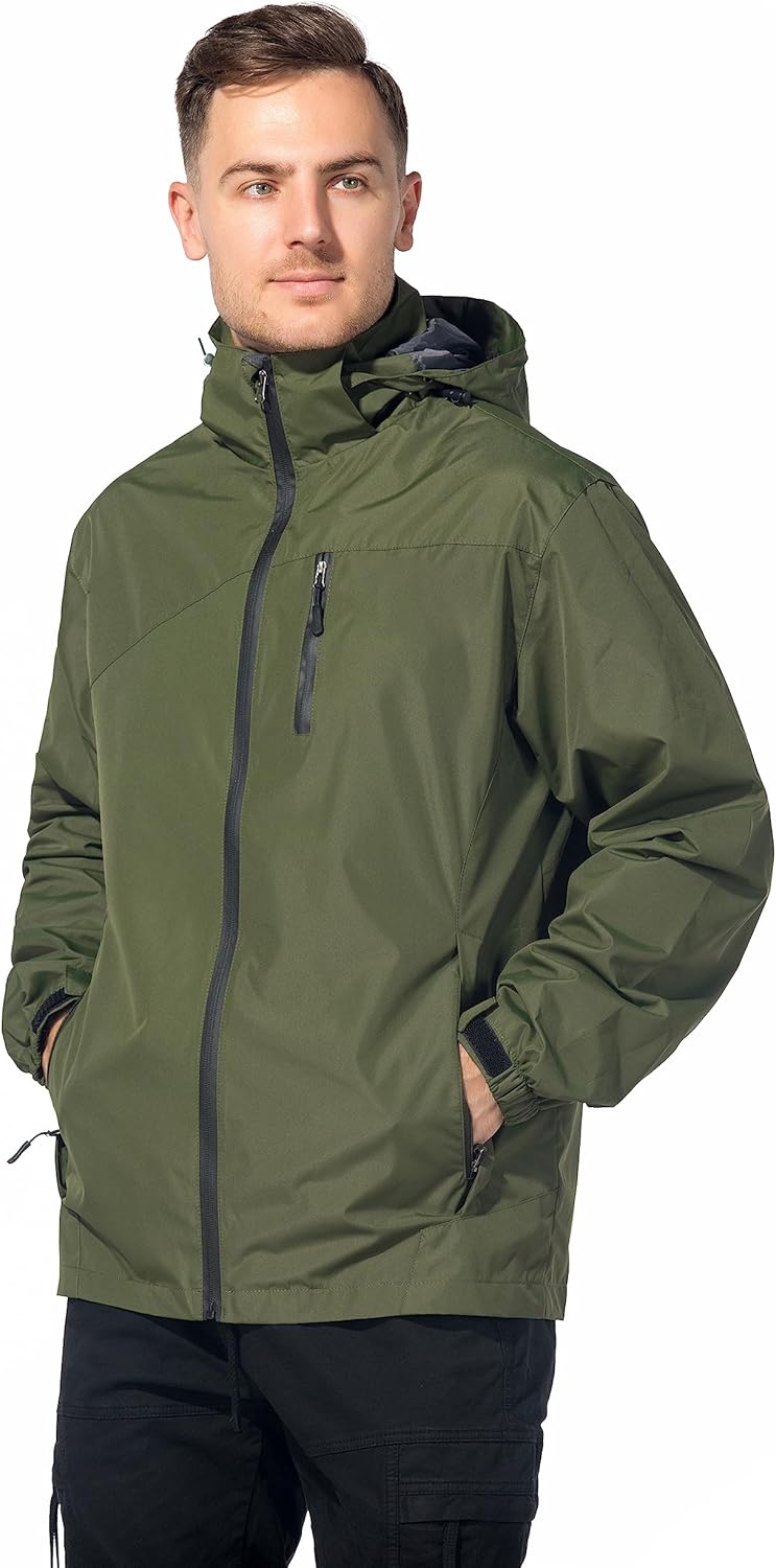 Lightweight Waterproof Jackets with Detachable Hood for Men