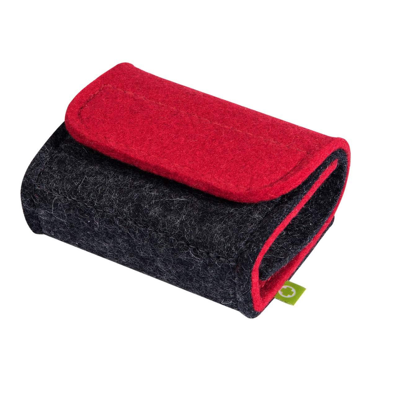 Homöopathische Taschenapotheke, Globuli-Tasche zum Buch MaxiQuickfinder Homöopathie (GU) von Dr. Markus Wiesenauer, gefüllt mit 12 Globuli-Röhrchen (Glas), aus echtem Filz (rot)