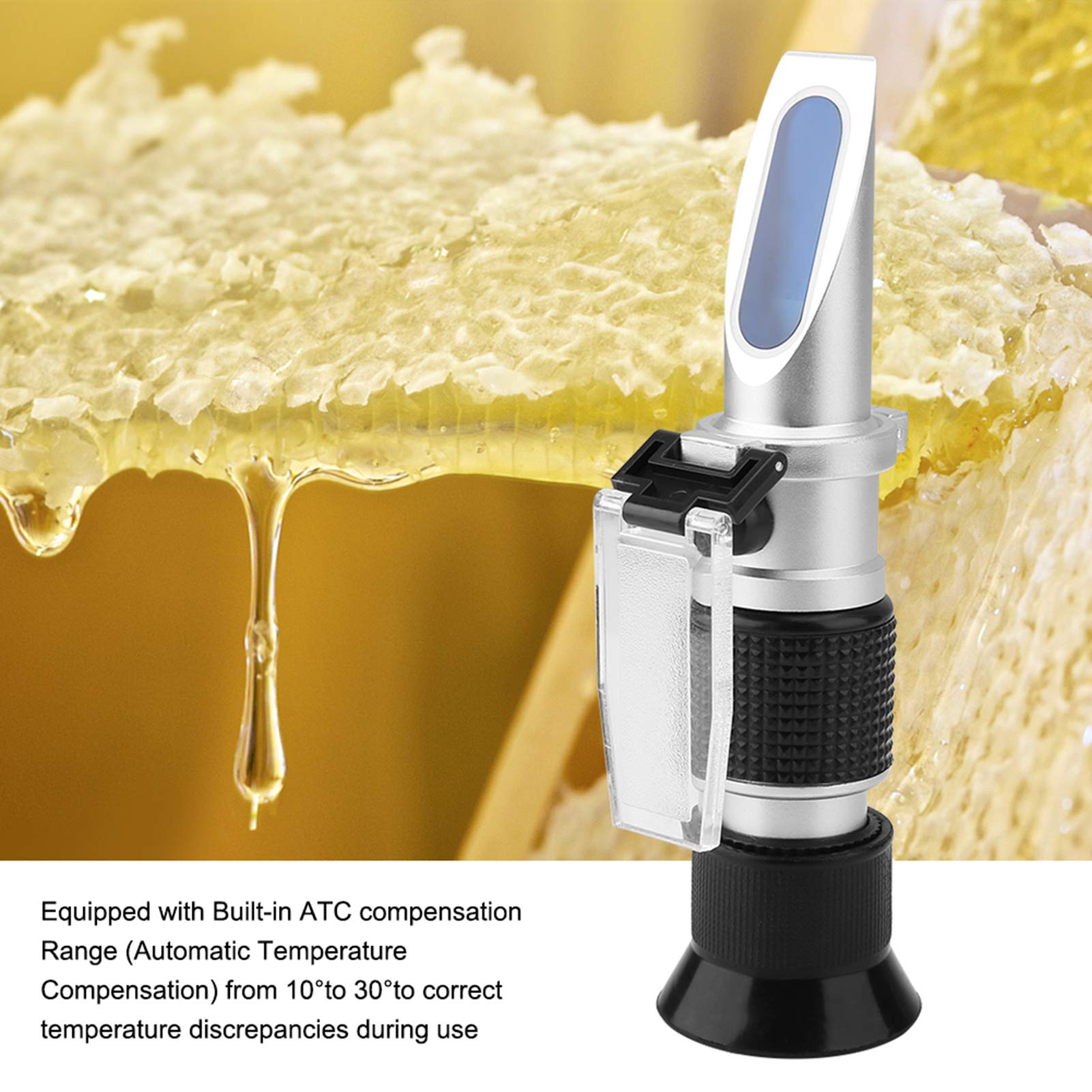 Handheld Refractometer, 0 to 90% Meter, Portable Sugar Content Measurement with ATC, for Fruit Sauce, Maple Syrup and Other Sugary Drinks