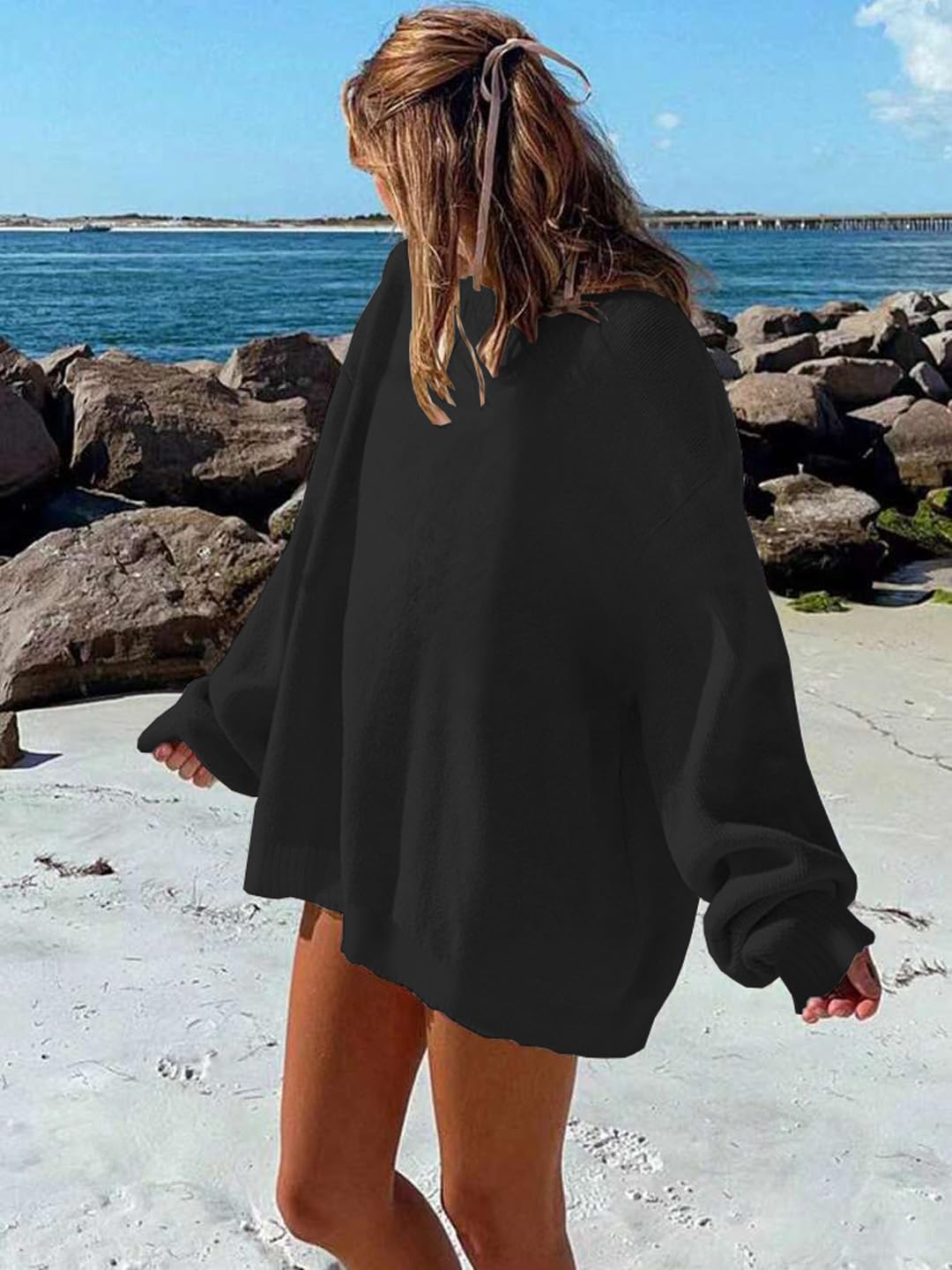 Mrskoala Womens Tops Casual Knit Sweater Long Sleeve Pullover Loose Shirts Fall Clothes - Image 3