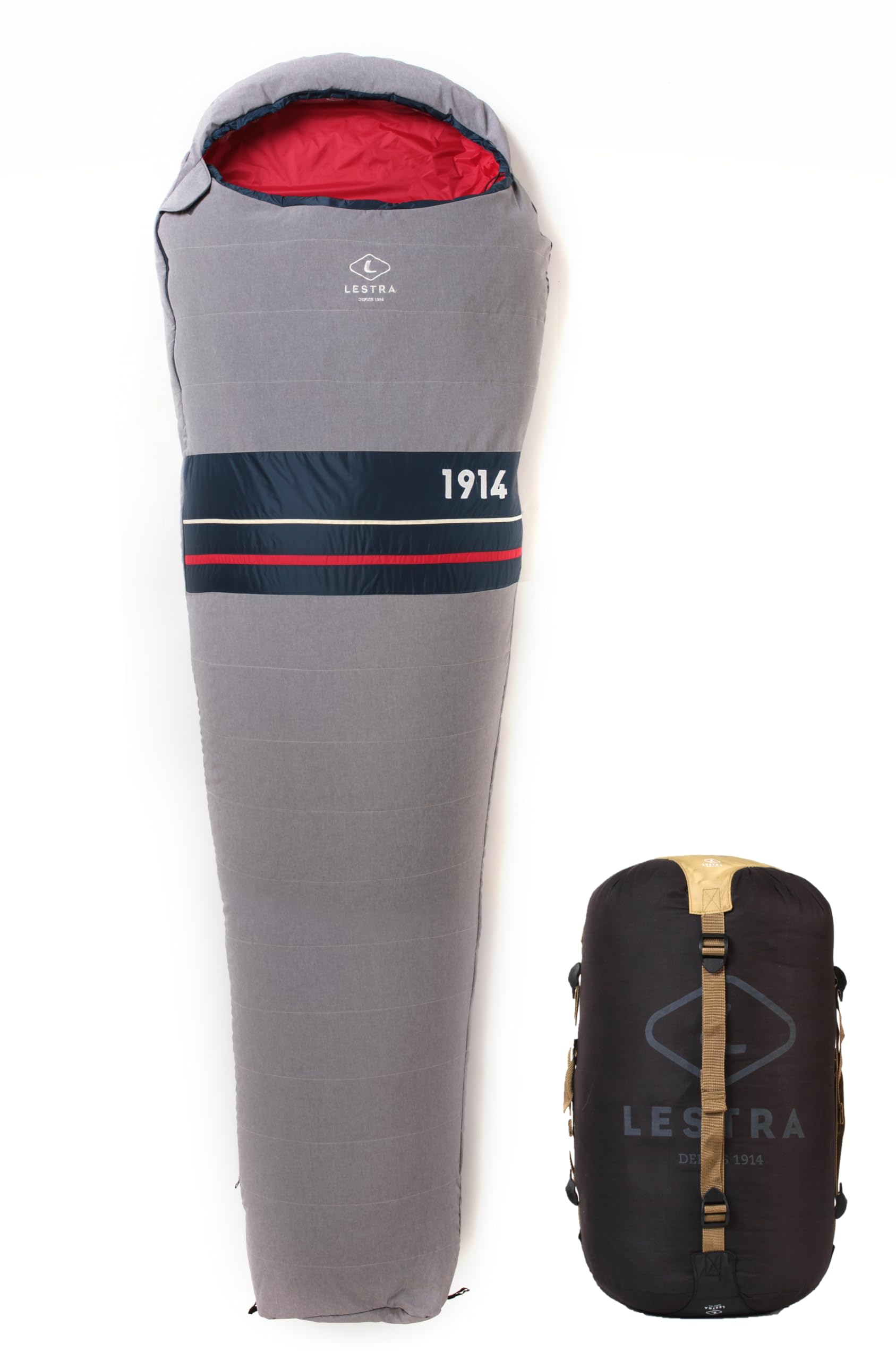 Lestra Sport - Wool Premium - Sac de Couchage Sarcophage Trek et Randonnée - T° Limit Confort 08 °C - Moderne & Ecologique - Adulte - 225 x80 cm - 1 kg, Gris