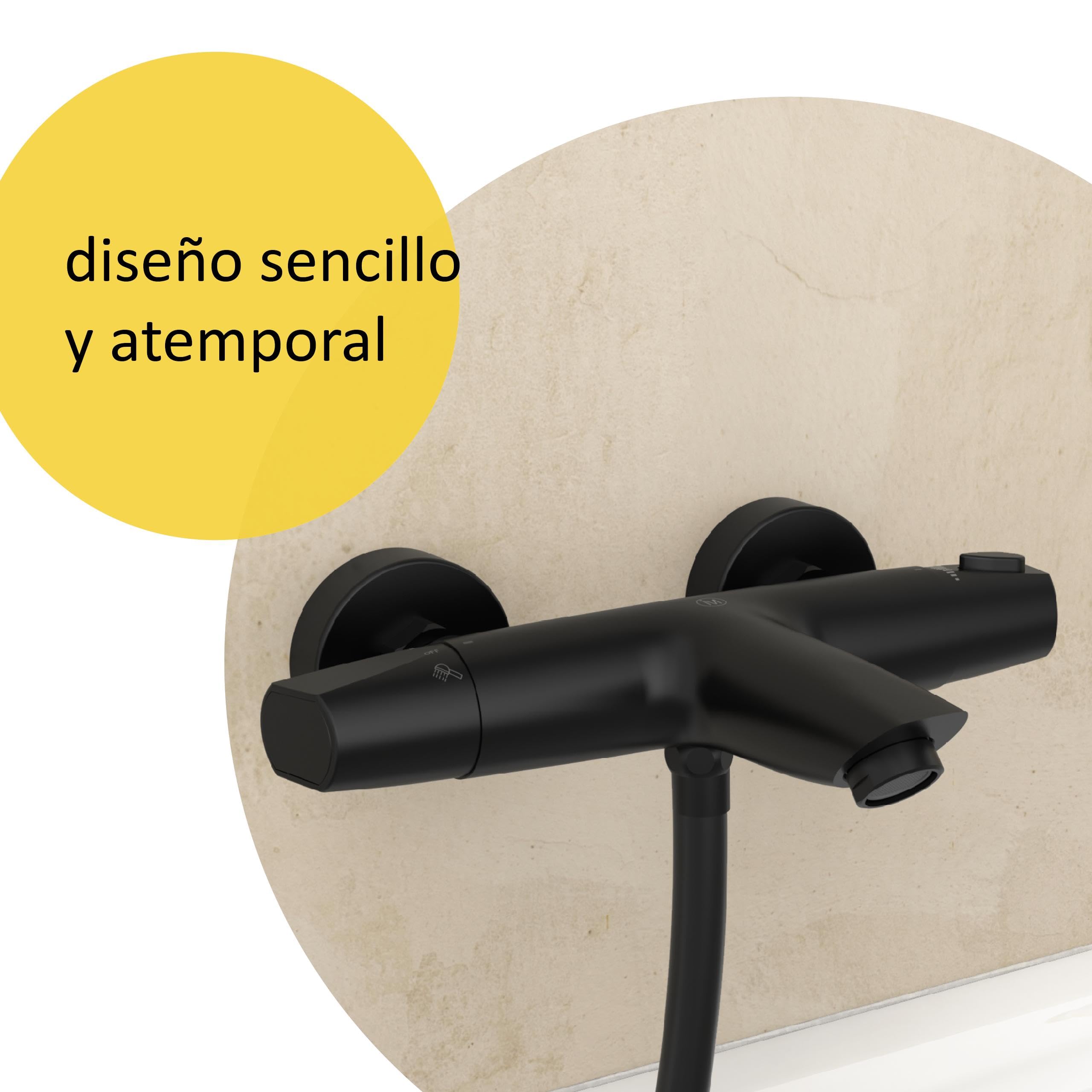 instmaier T2 | Mezclador de latón para bañera | Mezclador de ducha con termostato | Grifo de bañera | Termostato con protección antiquemaduras | Negro | Fácil instalación