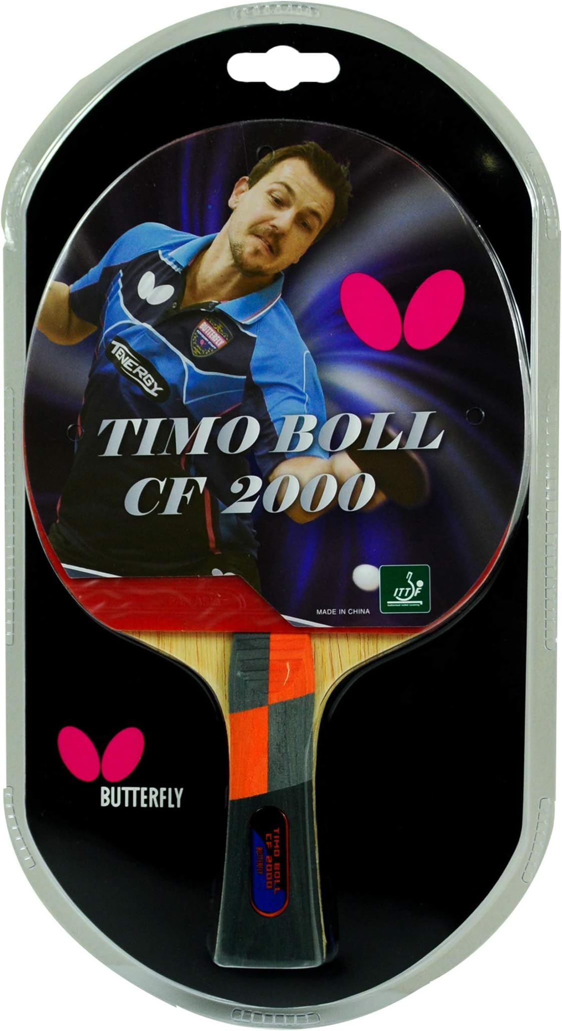 Timo Boll Carbon Fiber Ping Pong Paddle | ITTF Approved Table Tennis Racket | Ping Pong Sponge and Rubber | Carbon Layers in Ping Pong Racket for Power | Professional Ping Pong Paddle